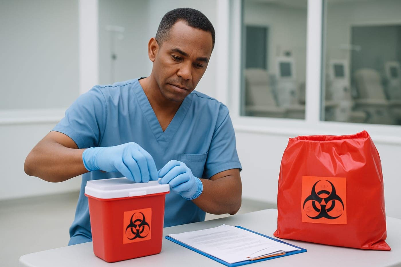 Compliant waste handling for dialysis centers
