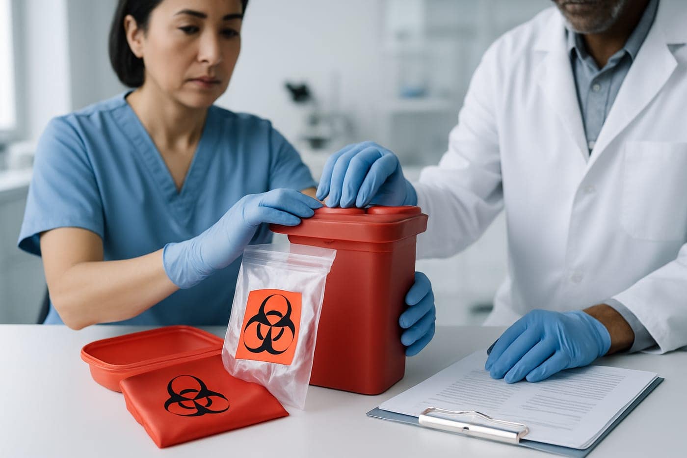 Dedicated pathological-waste containers prepared for incineration