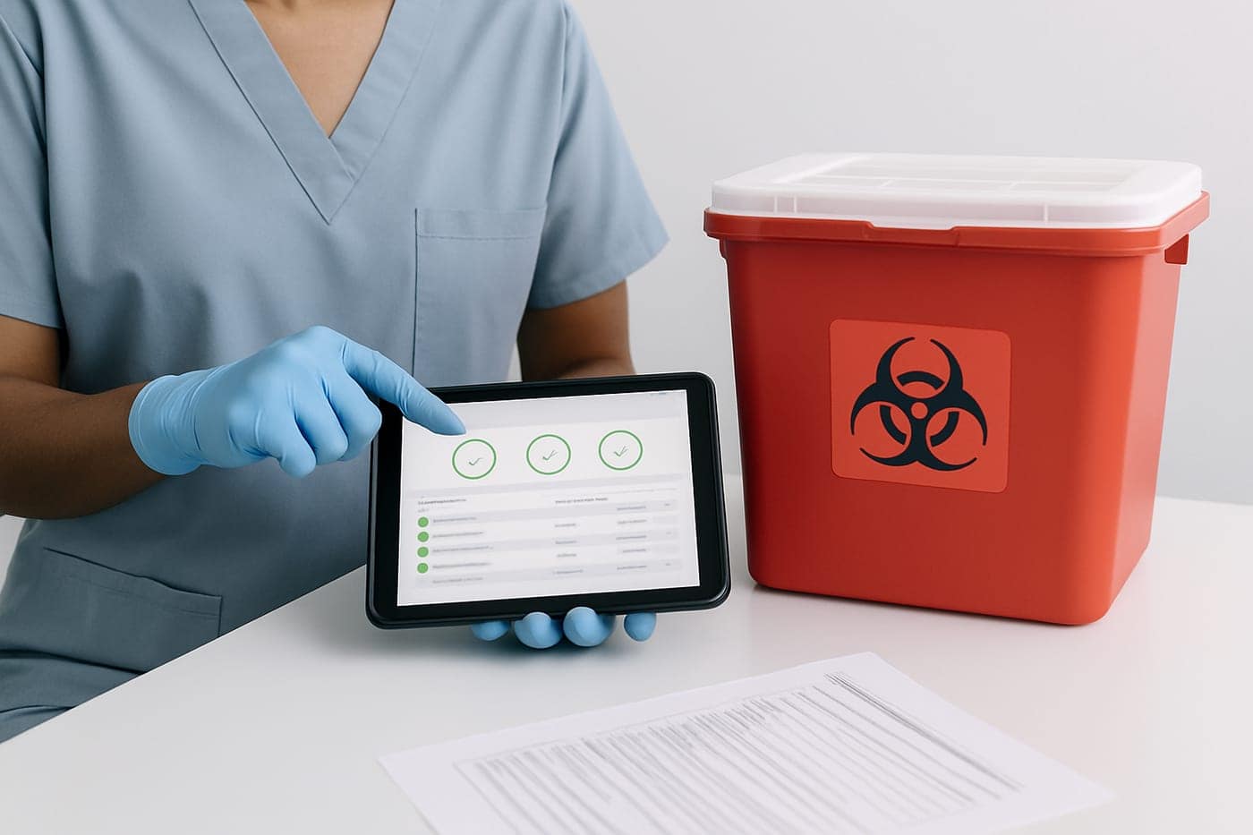A compliance dashboard and records binder for regulated medical waste