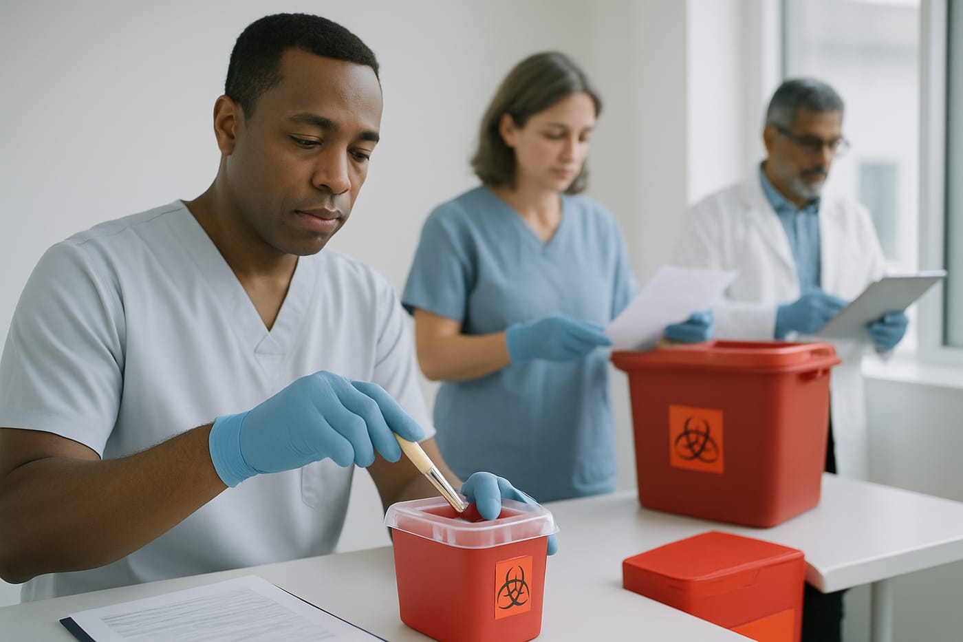 Compliant waste handling for occupational health clinics