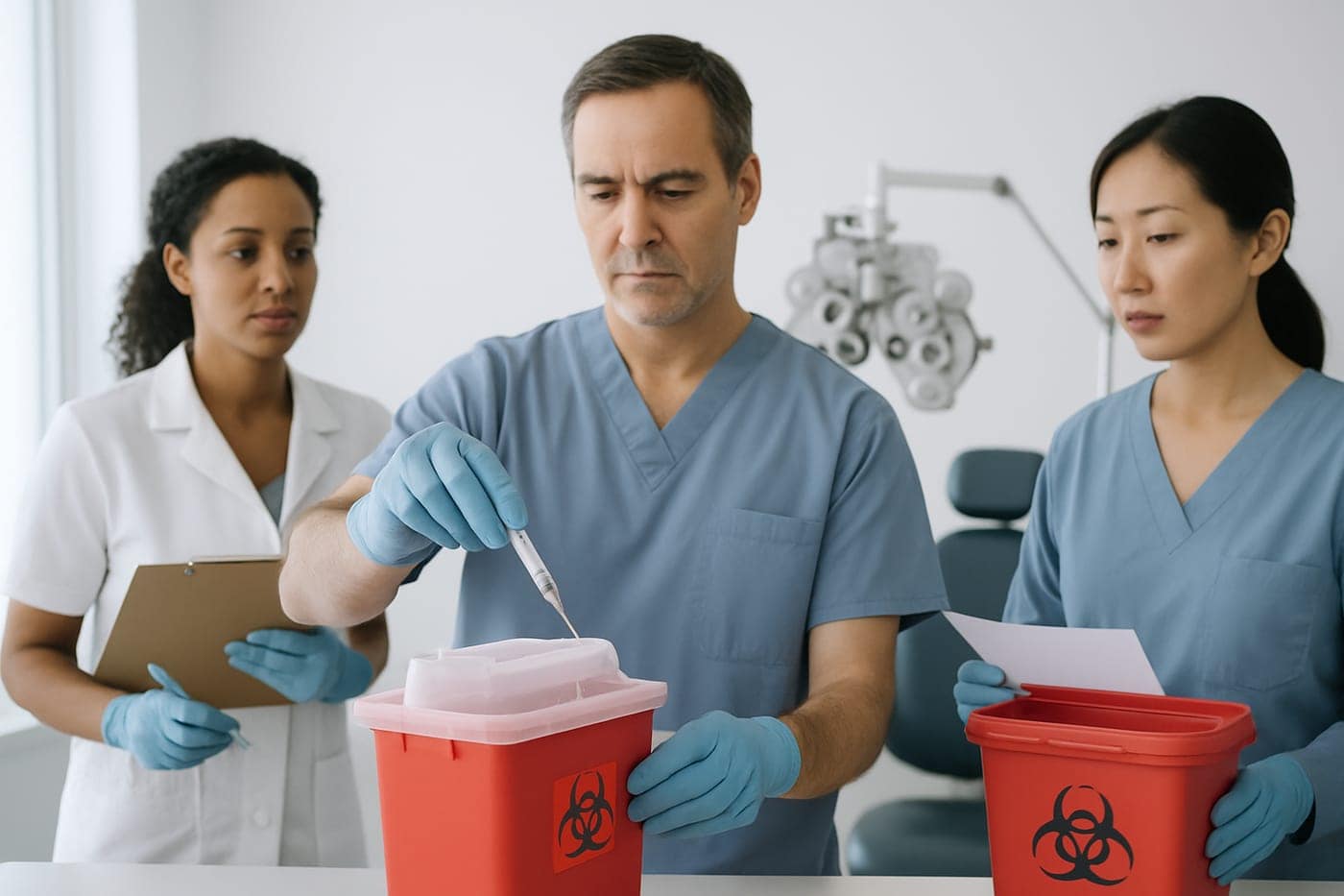 Compliant waste handling for eye-care clinics